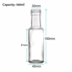 Mini Dorica Botellas transparentes 100mL Botella de aceite de oliva de vidrio redondo para aceite Salsas de Limoncello Aderezos Bebidas - Product Image 2