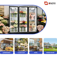 Vitrine réfrigérée pour fleurs à trois portes, réfrigérateur pour fleurs pour magasin