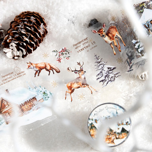 1 rotolo di nastro per animali da compagnia serie di paesaggi invernali <span class=keywords><strong>inverno</strong></span> neve tema manuale decorazione fatta da te adesivi riciclati - Product Image 3