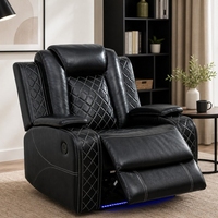 Fauteuil inclinable électrique en similicuir à motif losanges avec lumière d'ambiance, idéal pour salon et home cinéma