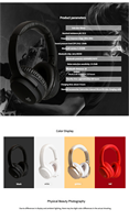 Headset Gaming Stereo Nirkabel Over-Ear dengan Peredam Kebisingan Aktif Lipat