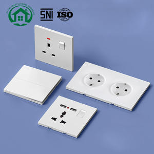 Pano.V EU Type 86x88mm Luxury <b>Light</b> <b>Push</b> Button Switches 220v Wall Switch Socket 1 Gang 1 Way 12A Fireproof PC - Product Image 5