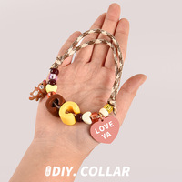 Kit de matériel en plastique de dessin animé DIY en gros, collier pour animaux de compagnie réglable fait à la main, colliers pour chiens et chats