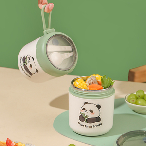 Boîte à lunch portable et mignonne pour enfants avec pot alimentaire <span class=keywords><strong>en</strong></span> acier inoxydable 304, récipient à soupe sous vide, <span class=keywords><strong>sac</strong></span> isotherme et cuillère <span class=keywords><strong>en</strong></span> plastique - Product Image 3