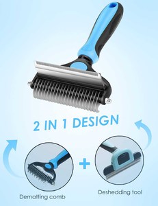 Outil de démêlage et de désépaississement des poils, peigne-brosse 2-en-1 pour chiens et chats, en acier inoxydable durable, ABS+GPS ACCETPT - Product Image 4