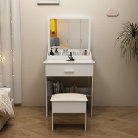 Ensemble de commode de maquillage avec lampe à diode lumineuse et meuble de chambre à coucher avec miroir vanité avec tiroir pour un rangement pratique
