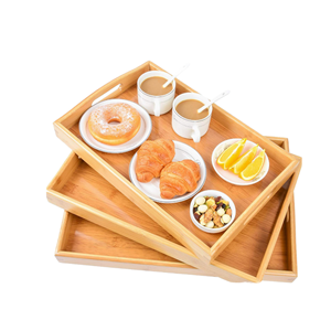 Portable Rectangular Wooden Single Tray Classic Style Commercial Household Kitchen Living Room Tea Cup BBQ <b>Breakfast</b> - Product Image 1