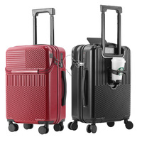 Valise à roulettes avec poche à ouverture frontale, chargement USB intelligent, ABS+PC, 20 pouces pour embarquement, 22 pouces pour voyage, étanche