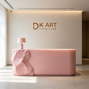 Mostrador de Recepción Empresarial de Fibra de Vidrio, Moderno y de Lujo, con Forma Artística para Vestíbulo de Edificio de Oficinas - Product Image 3