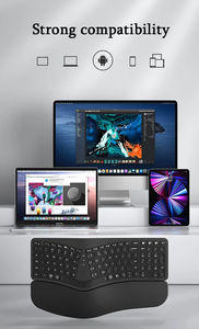 Clavier ergonomique rétroéclairé par LED blanches, à touches à ciseaux, réparti, sans fil 2.4G, avec repose-poignets, rechargeable, Plug & Play pour PC/ordinateur portable - Product Image 5