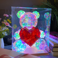 Collier LED en forme de cœur d'ours changeant de couleur haut de gamme à succès pour la Saint-Valentin, nouveau cadeau USB, boîte cadeau, décorations de fête