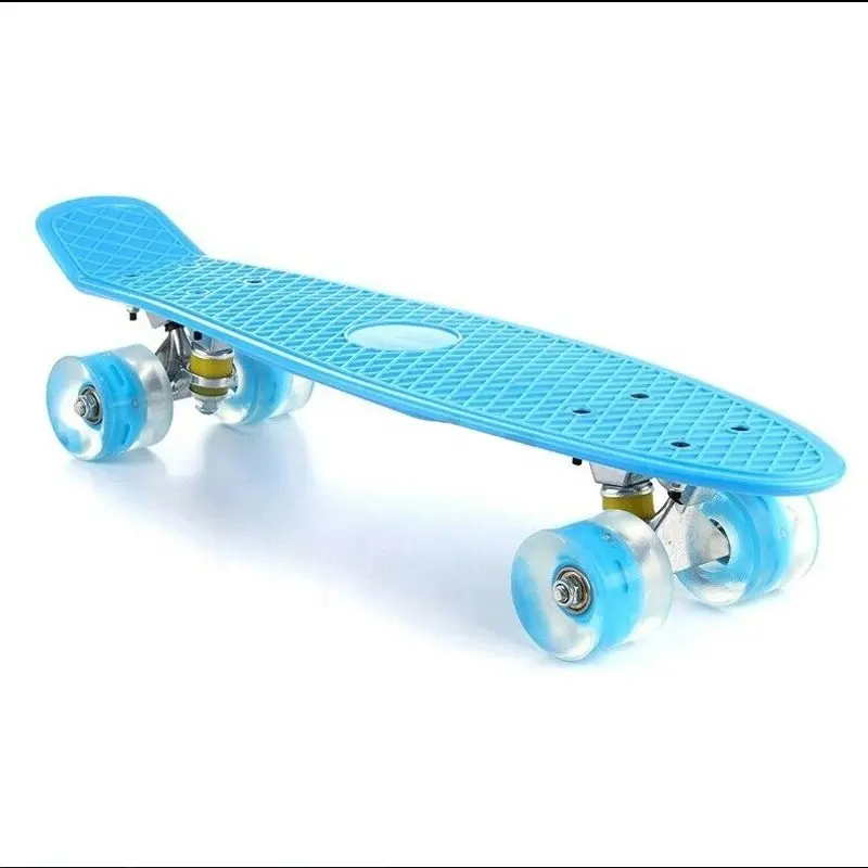 Mini 22 Inch Compleet Blanco Deck Plastic Vis Board Cruiser Skateboard Met Grote Led Wiel