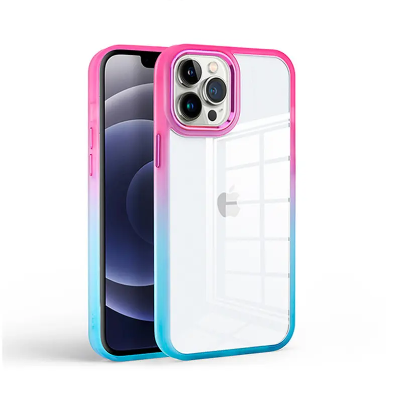 Arcoíris-funda acrílica colorida a prueba de golpes para teléfono móvil iPhone 11 12 13 14 Pro Max Plus
