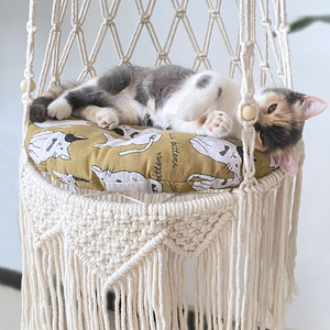 Macramé pour chat balançoire rempotage arrangement fait à la main tenture murale chat cage hamac suspendu rotin balançoire lit de <span class=keywords><strong>couchage</strong></span> - Product Image 3