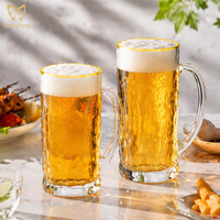 Chope à bière en verre épais à motif grain de bois avec poignée, 12oz 14oz, verre à eau robuste pour la maison, le bar ou le pub