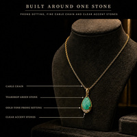 Collier pendentif goutte d'eau en pierre précieuse, chaîne dorée avec accent en pierre, bijoux de mode en gros