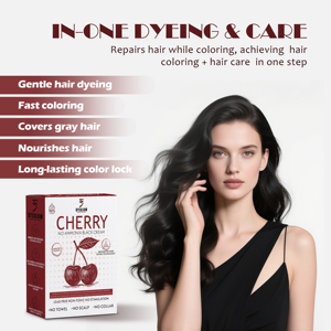 Tinta per <span class=keywords><strong>Capelli</strong></span> Cherry Dyeglow 500ml*2 con Estratti Vegetali, Non Macchia Cuoio Capelluto e Collo, Nutriente, Copertura Rapida del Bianco, Adatta per Pelli Sensibili - Product Image 3