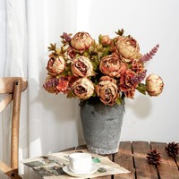 Bouquet de fleurs artificielles en soie multicolores européennes pour la décoration de la maison et des mariages