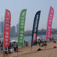 Drapeau de plage personnalisé avec impression sur mesure, en polyester, origine Chine, pour publicité extérieure et promotion.
