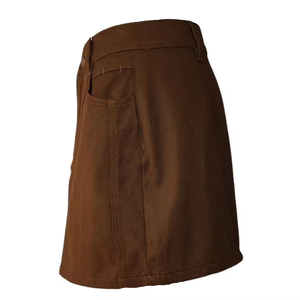 <span class=keywords><strong>Jupe</strong></span> en jean décontractée coupe droite pour <span class=keywords><strong>femme</strong></span>, <span class=keywords><strong>taille</strong></span> <span class=keywords><strong>haute</strong></span>, marron, courte, style rétro, mini, boutonnée sur le devant, unie, délavée claire, pour l'été et les fêtes - Product Image 2