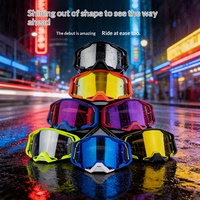 Lunettes de sport PC pour moto UV400, grand écran, verres interchangeables anti-reflets, coupe-vent, anti-sable, sangle réglable pour