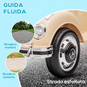 Coche Eléctrico para Niños HOMCOM de 18 a 48 Meses con Licencia Mercedes-Benz con Música, Beige - Product Image 6