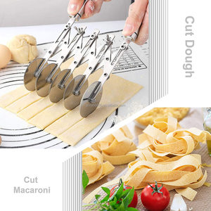 Rouleau à <span class=keywords><strong>pâtisserie</strong></span> à 5 roues, coupe-<span class=keywords><strong>pâtisserie</strong></span>, coupe-brownie, trancheuse à pizza en acier inoxydable, outils de coupe à pâtes multiples - Product Image 5