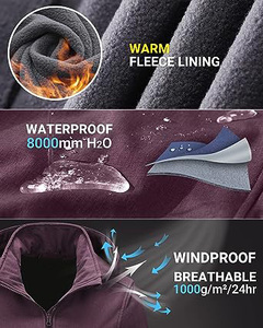 Giacca Softshell da <span class=keywords><strong>donna</strong></span> 100% poliestere con cappuccio rimovibile, giacca a vento cappotto foderato in caldo pile impermeabile - Product Image 5