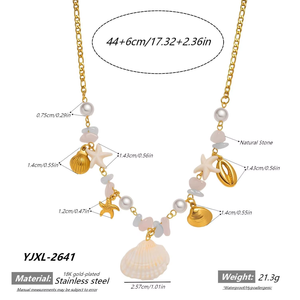 Collier de perles en éclats de pierre d'éléments marins hypoallergéniques de haute qualité pour femme, accessoire quotidien de voyage - Product Image 6