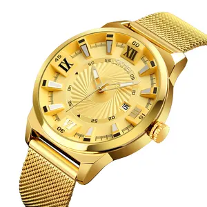 Skmei 9166 orologio da uomo all'ingrosso di marca color oro per orologi da uomo in acciaio inossidabile con movimento giapponese