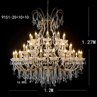 Lustre en cristal à LED de luxe de style européen en acrylique à diodes lumineuses de haute qualité, perles de cristal, éclairage pour scène de mariage, hôtel