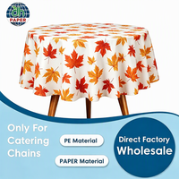 Nappe jetable ronde en papier PE imperméable à motif feuille d'érable pour Thanksgiving, idéale pour les fêtes d'automne et les chaînes de traiteurs (vente en gros)