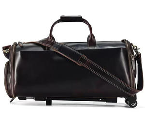 Valise de voyage à roulettes en cuir de vache véritable pour voyages d'affaires, avec compartiment pour vêtements - Product Image 3
