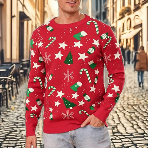 Pull en maille de luxe 2025 pour homme, coupe ajustée, infroissable, anti-rétrécissement, respirant, en laine/polyester, design confortable pour l'automne/hiver - Product Image 2