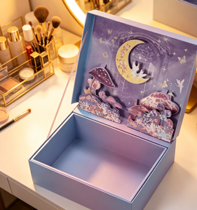 Dreamy gradient purple blue rigid lid and base gift box made of high quality cardboard with precision die cutting mounting - Product Image 2