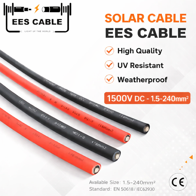 EN50618 H1Z2Z2-K DC Solar Cable 10mm 16mm 25mm Tinned Copper Photovoltaic PV Wire 1500V for Solar Power System