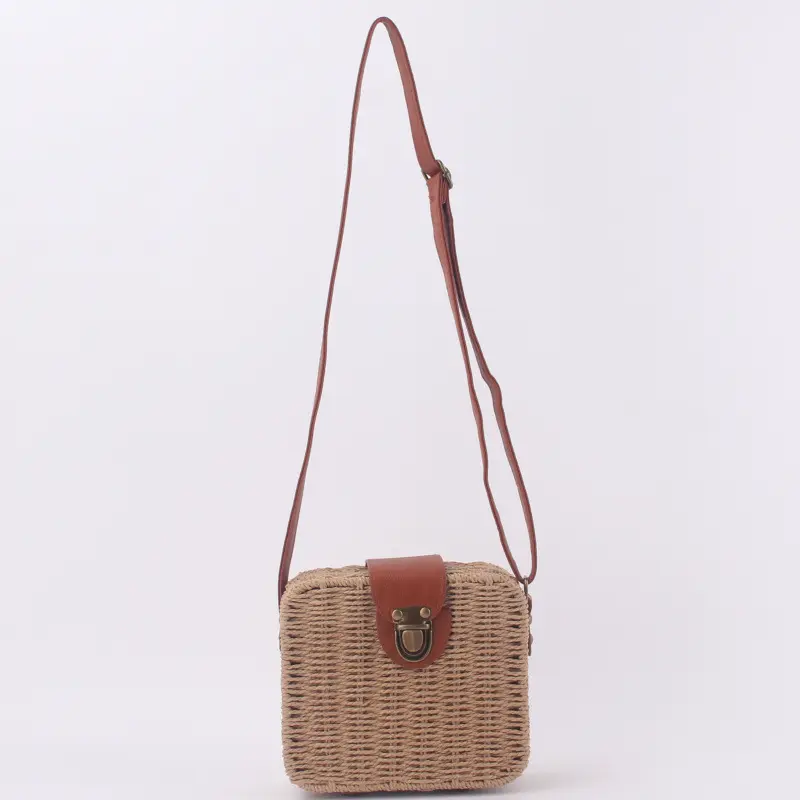 Hot Selling Rattan Straw Bag Shoulder Tote Ladies Handbags Women s Paper High Quality 2 Pcs Single Daily Polyester