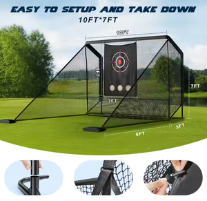 Filet d'entraînement de golf portable 10x7 pieds avec cadre en acier robuste et 2 barrières latérales pour l'entraînement au swing dans la cour - Product Image 3