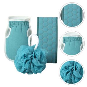 Factory Wholesale 3Pcs Long Skin Clean <b>Bath</b> Towel <b>Set</b> Soft Plant Fibre <b>Shower</b> Ball and Exfoliating Body Scrub Gloves - Product Image 2