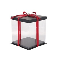 Boîte à gâteau alimentaire transparente personnalisée de haute qualité, recyclable, pour fêtes d'anniversaire, avec revêtement UV épaissi, pelliculage mat brillant et gaufrage