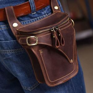 YY PU Leather Multi-Pocket Waist Fanny <b>Pouch</b> Travel Hiking Climbing Thigh Bag Pocket Outdoor Waist Pack for <b>Men</b> - Product Image 1