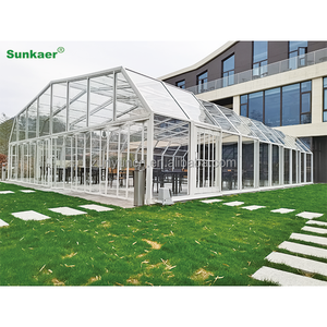 Jardin d'hiver rétractable Salles de soleil et maisons en verre en aluminium préfabriquées Terras coulissantes pliables à toit en forme de véranda - Product Image 1