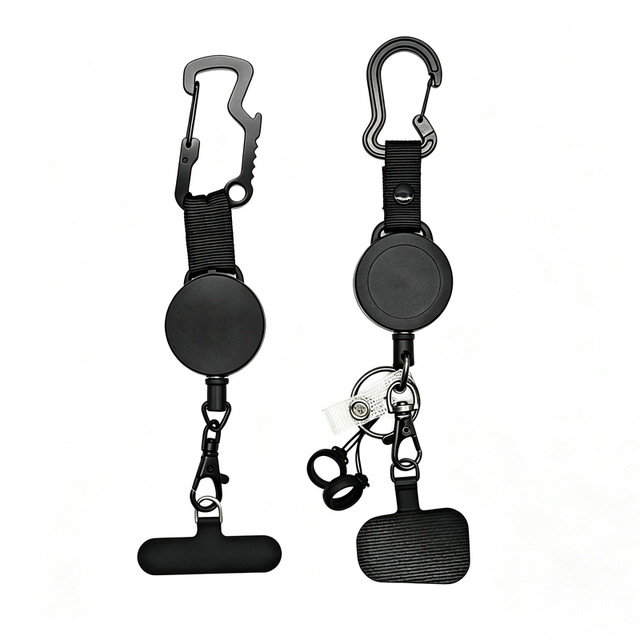 Alloy Retractable Phone Lanyard Outdoor Anti-Theft Strap Chain Tether Cord Wristband Carabiner for Hiking Climbing