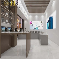 Showroom tampilan elektronik Showcase ponsel toko Desain Interior ide desain komputer reparasi toko pajangan furnitur