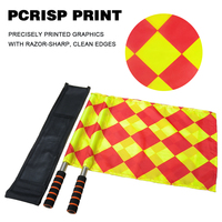 Drapeaux d'arbitre de football, rugby, arbitre auxiliaire, impression numérique écologique, 2 pièces, à carreaux, polyester, rectangle, mât en aluminium, mousse