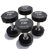 Dumbbell Karet HEX Grosir Pabrik 2.5kg hingga 50kg Beban Bebas Latihan Kekuatan Aksesoris Gym 12 Sisi Dumbbell Berlapis CPU