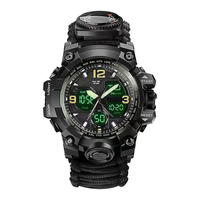 Montre boussole numérique multifonctionnelle de survie tactique d'extérieur, portable, tissée à la main en paracorde