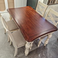 Nouveau rétro américain lourd en bois massif Table à manger ensemble 4 chaises salon cuisine ménage moderne Table à manger ensemble