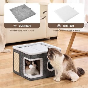 <strong>Cat</strong> House For Indoor <strong>Cats</strong> Large <strong>Cat</strong> Bed <strong>Cave</strong> With Fluffy Ball And Scratch Pad, Foldable <strong>Cats</strong> Houses , <strong>Cat</strong> Hideaway - Product Image 4