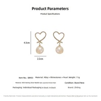 Boucles d'oreilles pendantes de luxe en forme de cœur avec strass et perles pour femmes - Bijoux tendance